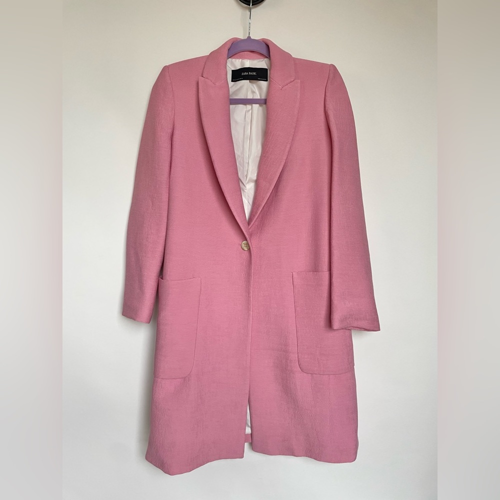 Zara Pink Bubble Gum Textured Weave Coat - XS